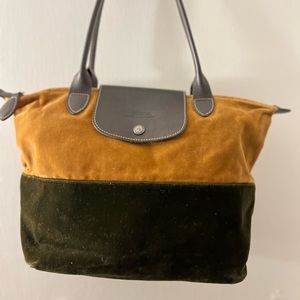 Vintage Longchamp velvet 2 tone shoulder bag.